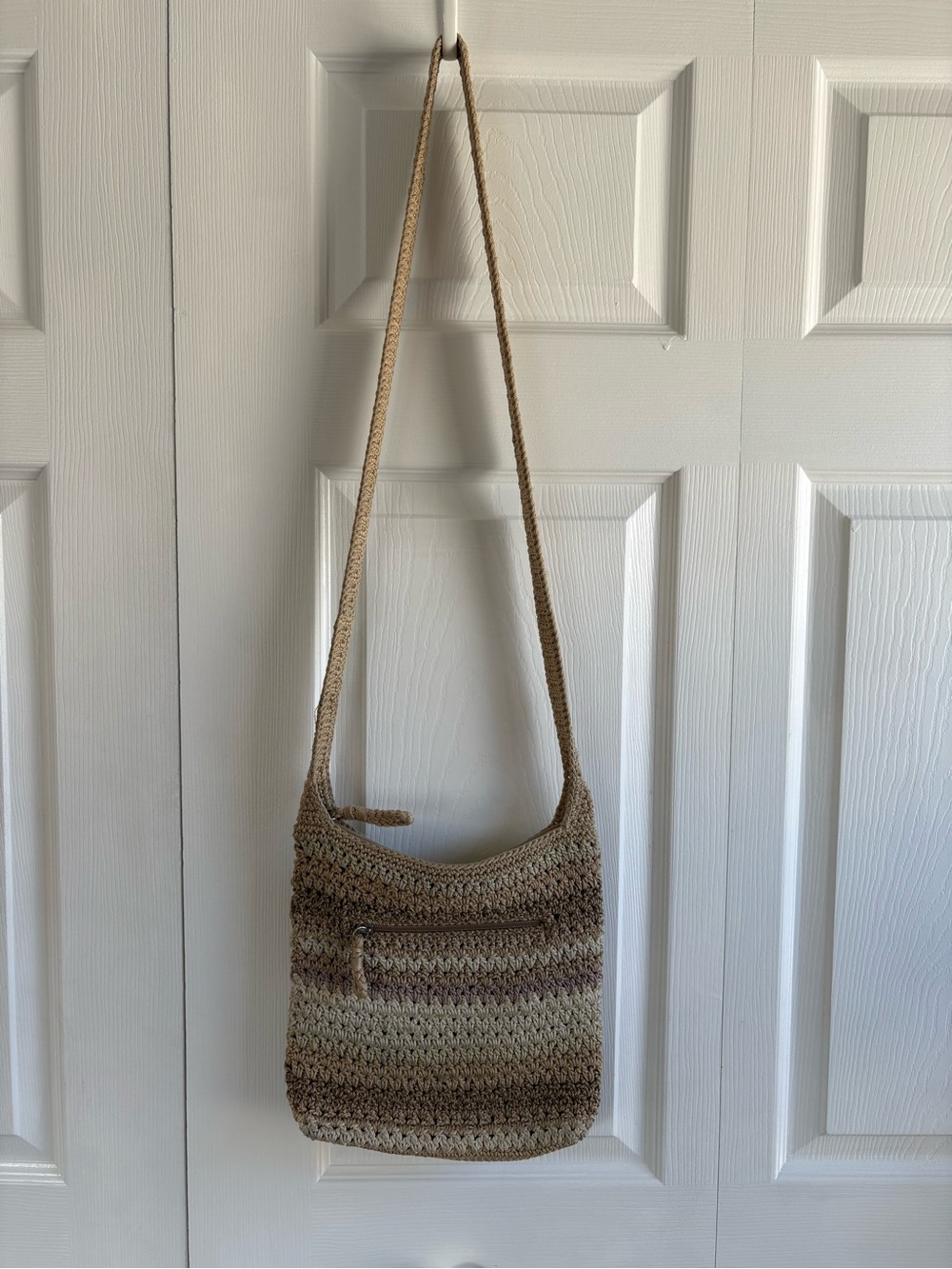 The Sak Riviera Lumi Beige Crochet Crossbody Bag Boho Resort Festival Travel